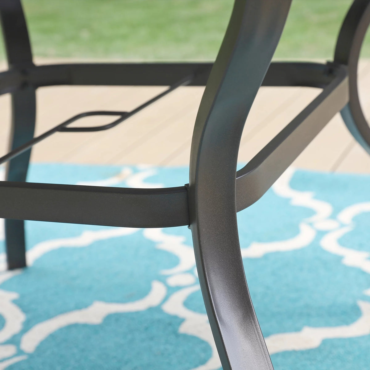 Metal Steel Slat 37 inch Dining Table with Umbrella Hole K73814