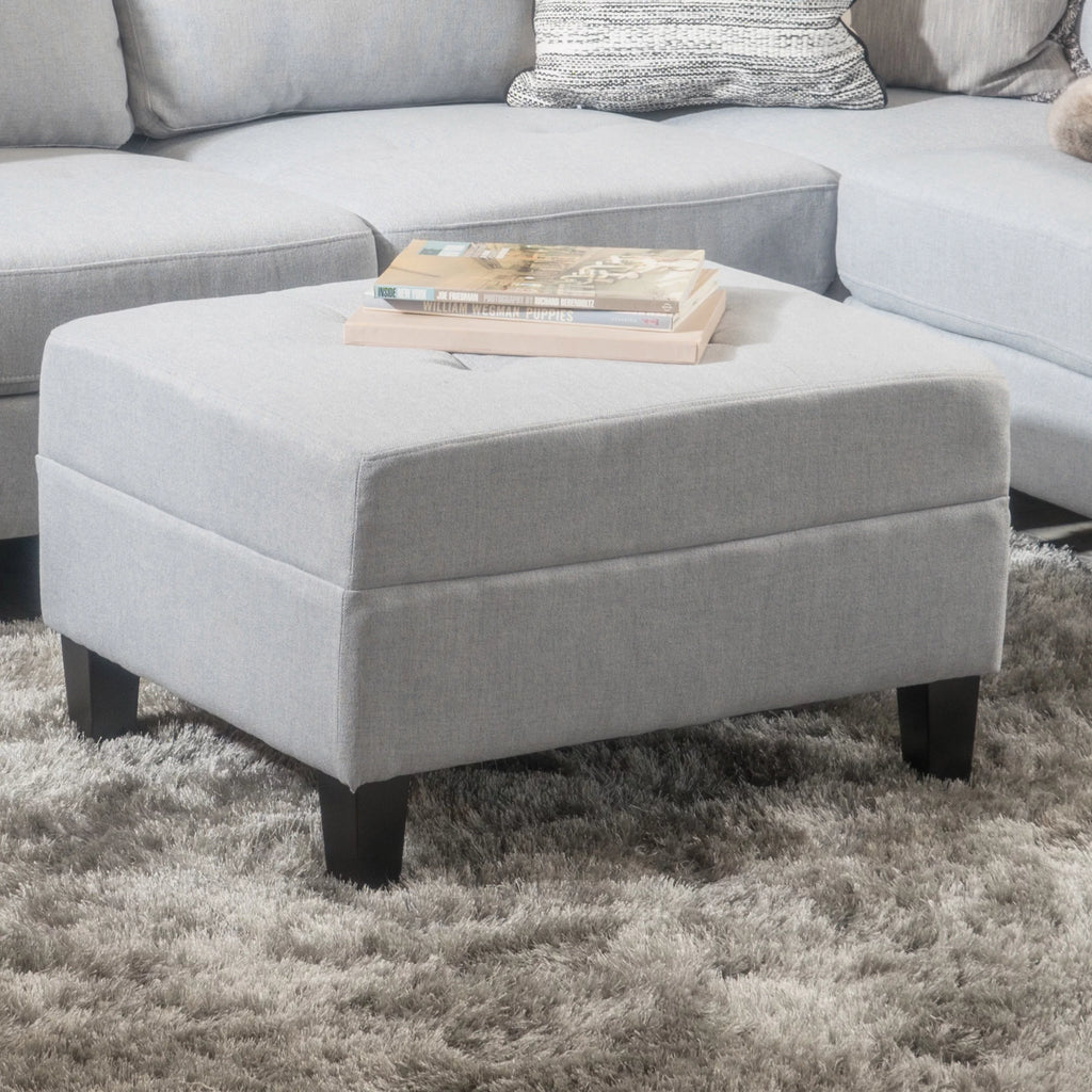 Light Grey Tufted Rectangular Ottoman H468248