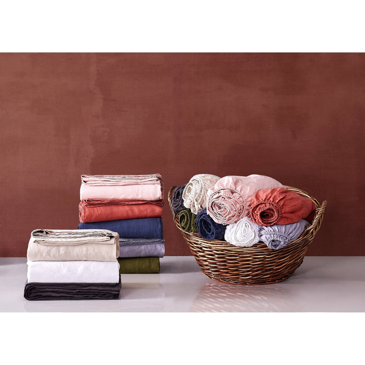 Blush Flax Linen California King Sheet Set D31965