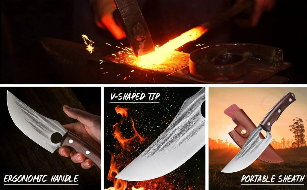 5.5 inch Full Tang High Carbon Steel Butcher Knife with Sheath W768975