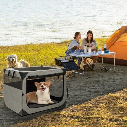 30 Inch Light Grey Collapsible Soft Dog Crate R94297