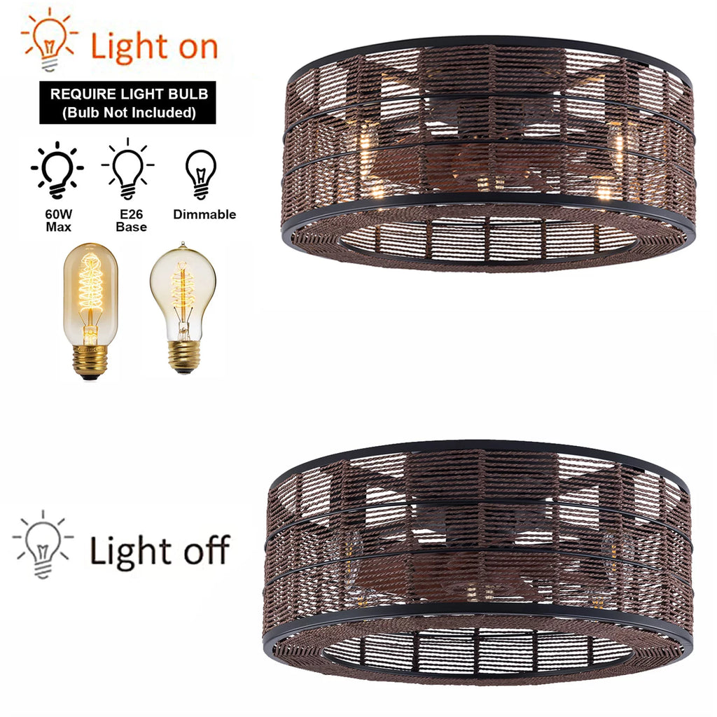18.5 Inch Black Caged Ceiling Fan with Light P6618
