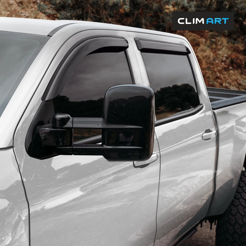 Rain Guards for Chevrolet Silverado 2014-2018 Crew Cab, Tape-on Window Deflectors, 4 pcs. L56677