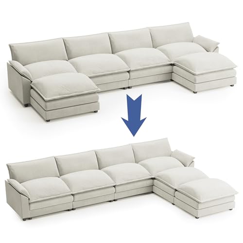 Dark Grey Chenille U Shaped Modular Sofa with Ottoman I7438