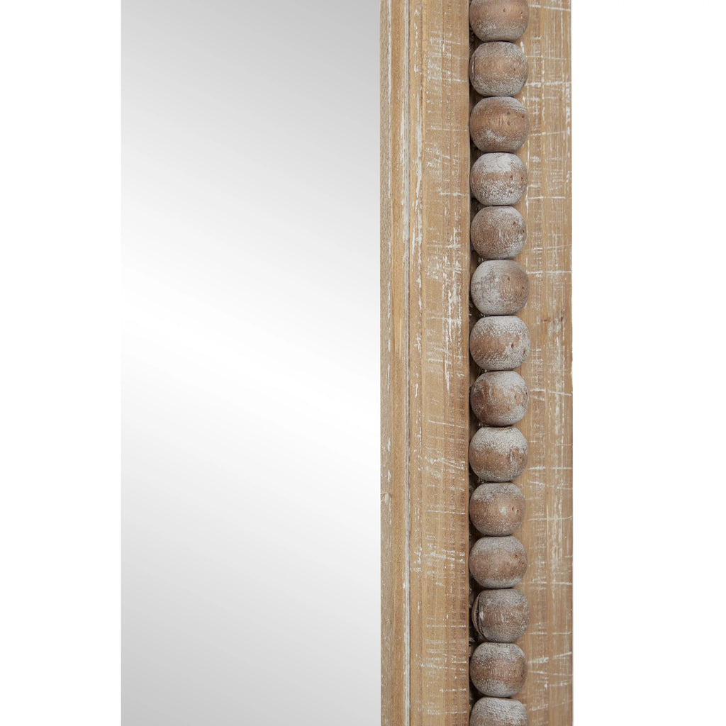 Brown Bohemian Wood Rectangular Wall Mirror P382