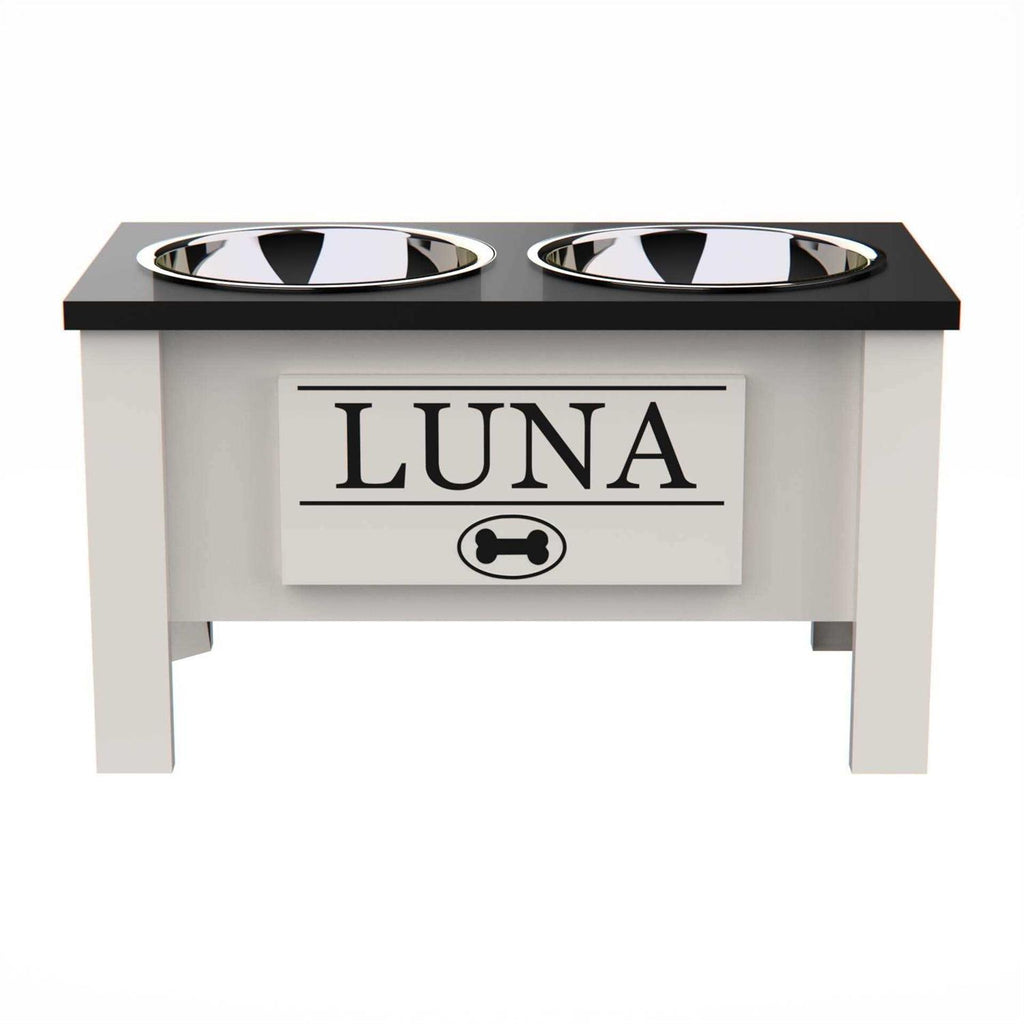 Personalized Elevated Dog Bowl Stand with Internal Storage E479