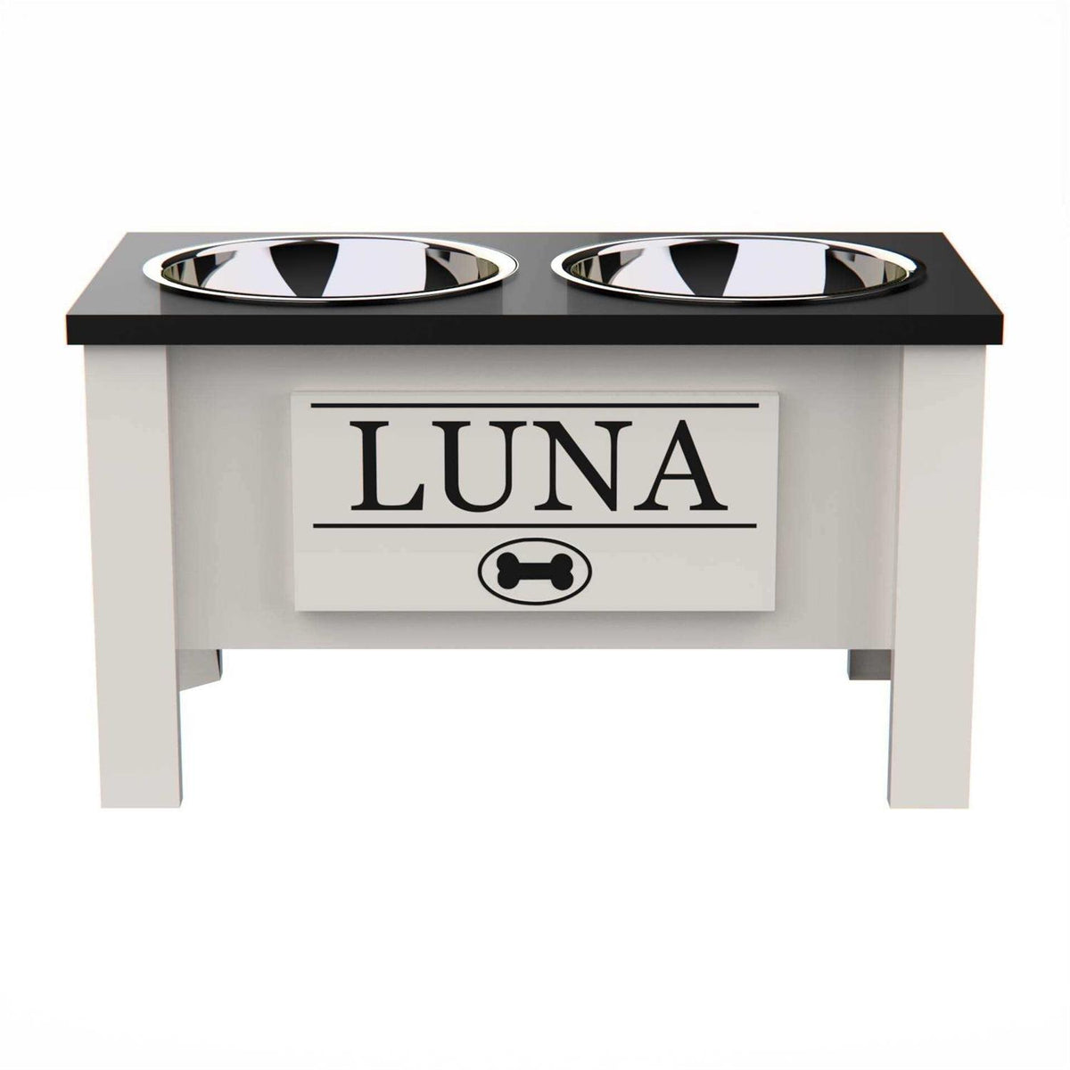 Personalized Elevated Dog Bowl Stand with Internal Storage E479