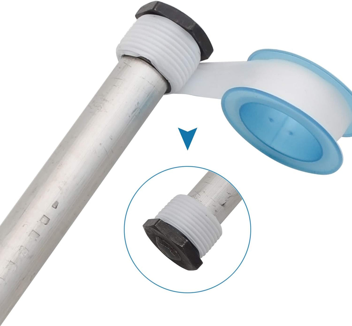 Magnesium Anode Rod with PTFE Thread Seal Tape, 9.25L x 3/4 NPT - 2 Pack F51434