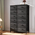 12 Drawer Fabric Dresser with Steel Frame and Wooden Top F974557