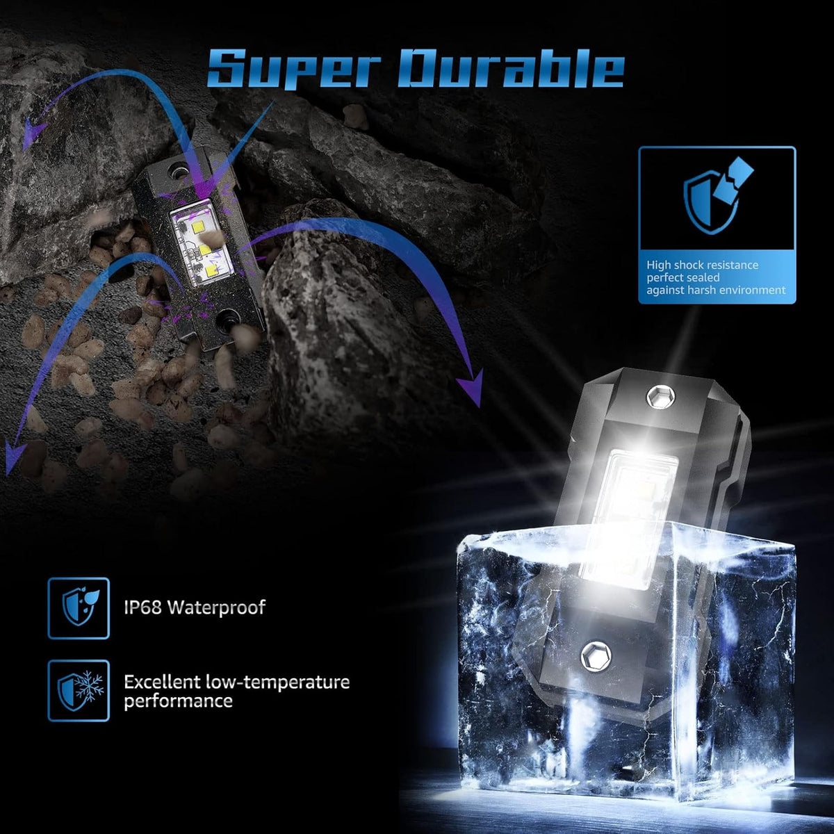 White 12 Pod Waterproof LED Rock Lights K759