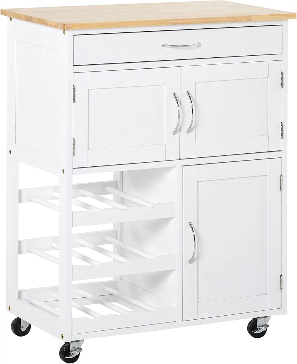 Rolling Kitchen Island with Wine Rack and Drawer W824