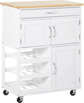 Rolling Kitchen Island with Wine Rack and Drawer W824