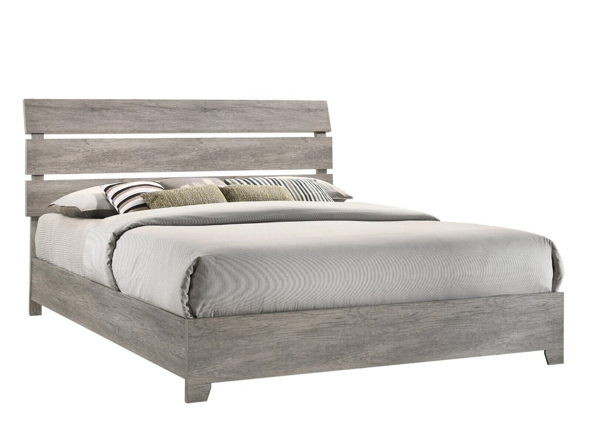 King Size 6Pc Bedroom Set Platform Bed Dresser Mirror Nightstands Chest C8225