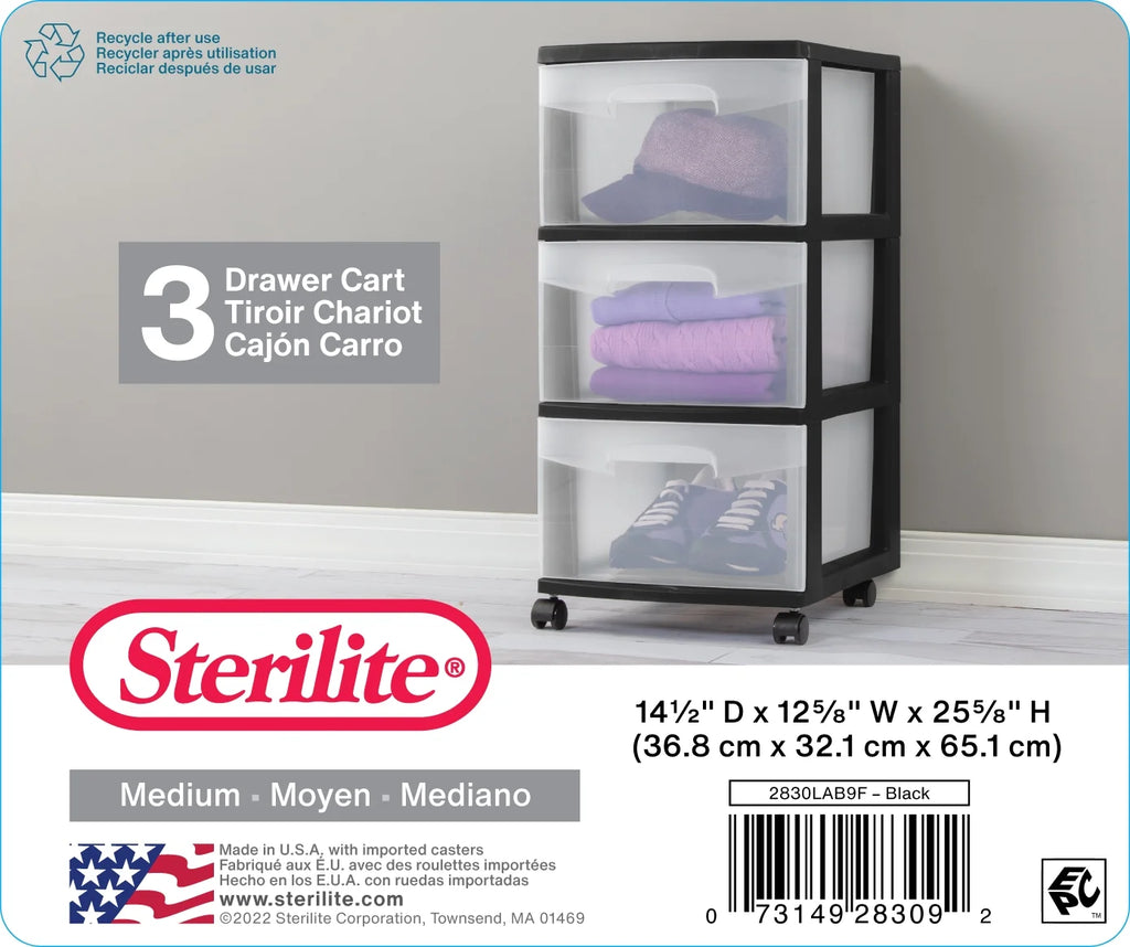 3 Drawer Plastic Cart M43164