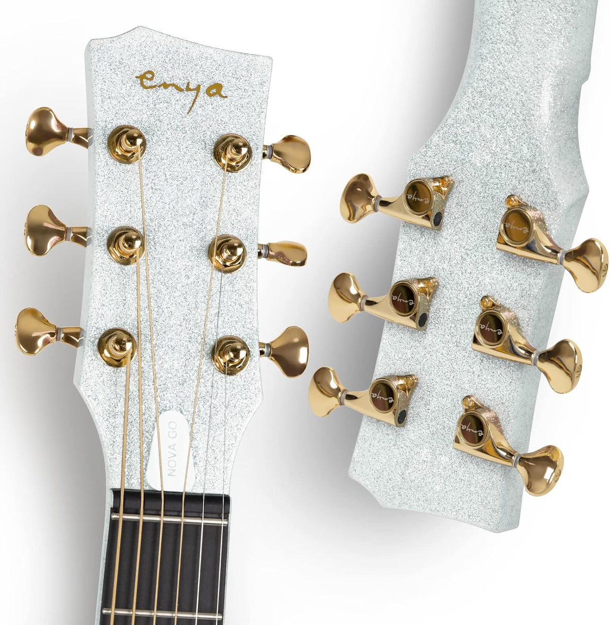 Carbon Fiber Acoustic Electric Guitar with Gig Bag, Strap, Strings, Instrument Cable (Sparkling Silver) L30161