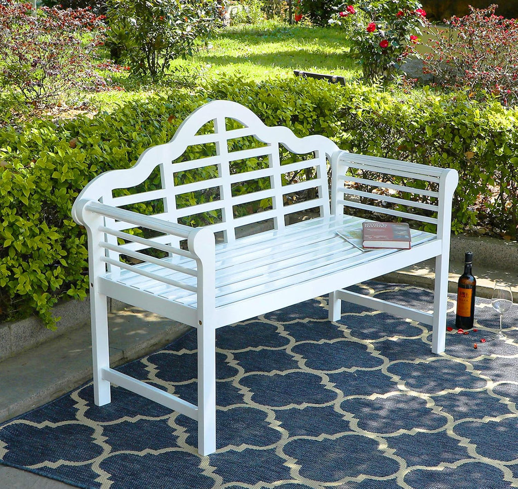 Black Acacia Wood Outdoor Bench with Backrest and Armrests Y32158