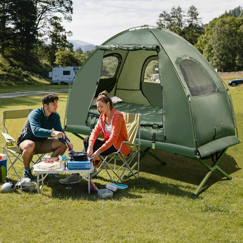 1-Person 5-in-1 Tent Cot with Air Mattress, Sleeping Bag, Carrying Bag U3712