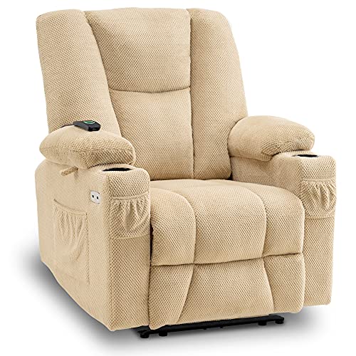 Brown Fabric Power Recliner Chair with Heat and Vibration Massage Q633615