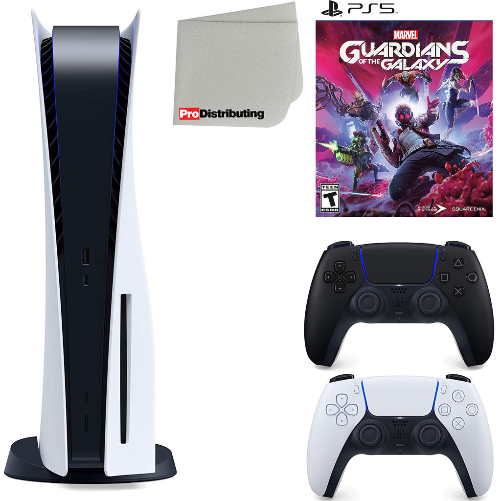Playstation 5 Disc Version with Midnight Black Extra Controller and Microfiber Cleaning Cloth Bundle N558