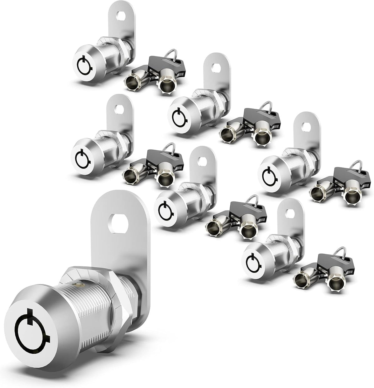 6 Pack 1-1/8 Inch Keyed Alike Zinc Alloy Cam Lock G6320