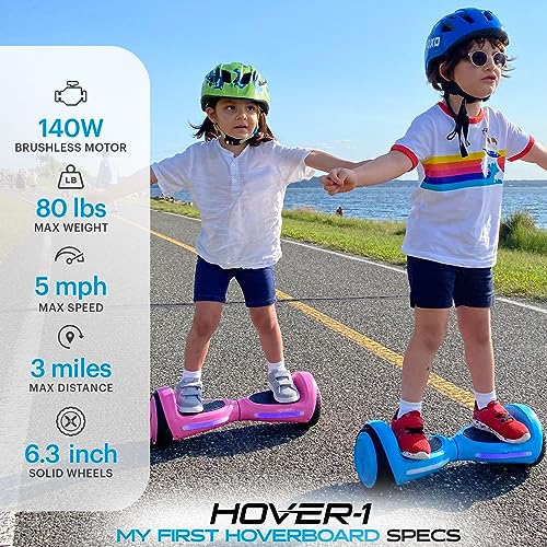 Electric Self-Balancing Hoverboard with 5 mph Max Speed, Dual 150W Motors, 6.3” Tires, 3 Miles Max Range, and LED Headlights P56884