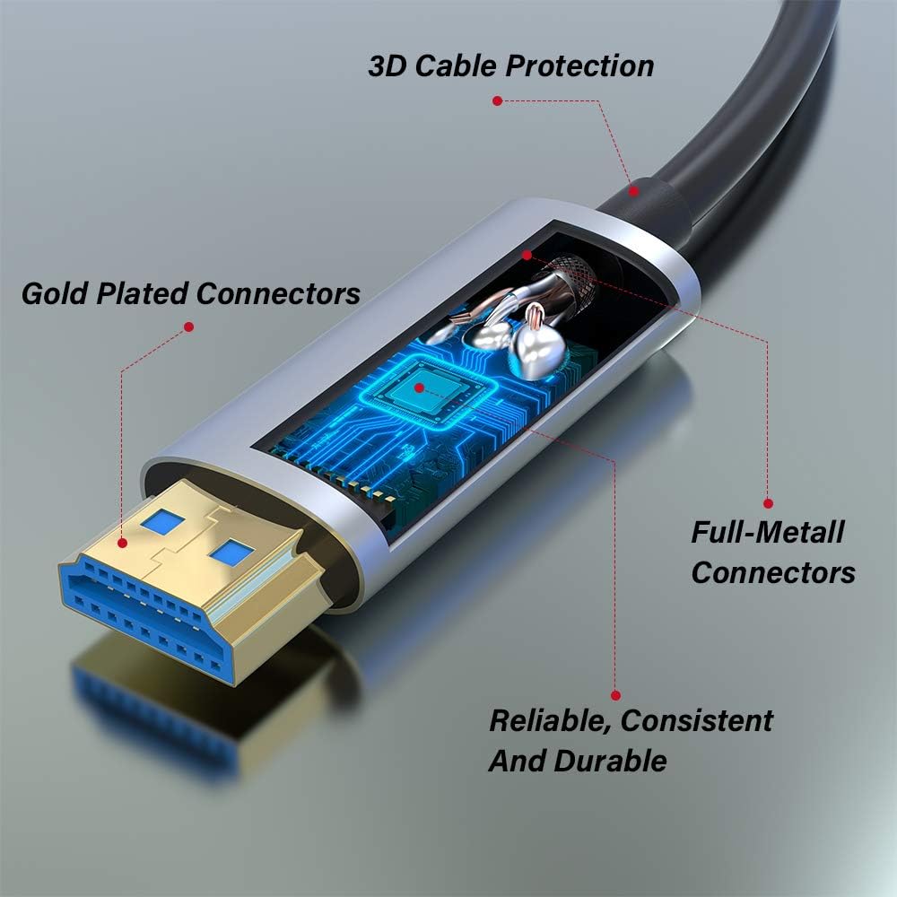 50ft Fiber Optic HDMI Cable 4K@60Hz HDR ARC 18Gbps W2809