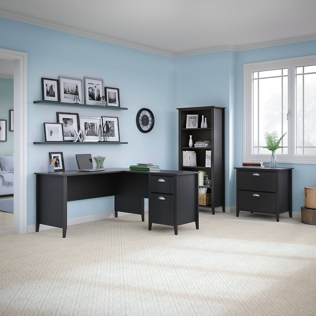 60W L Desk with Bookcase and Lateral File Y378