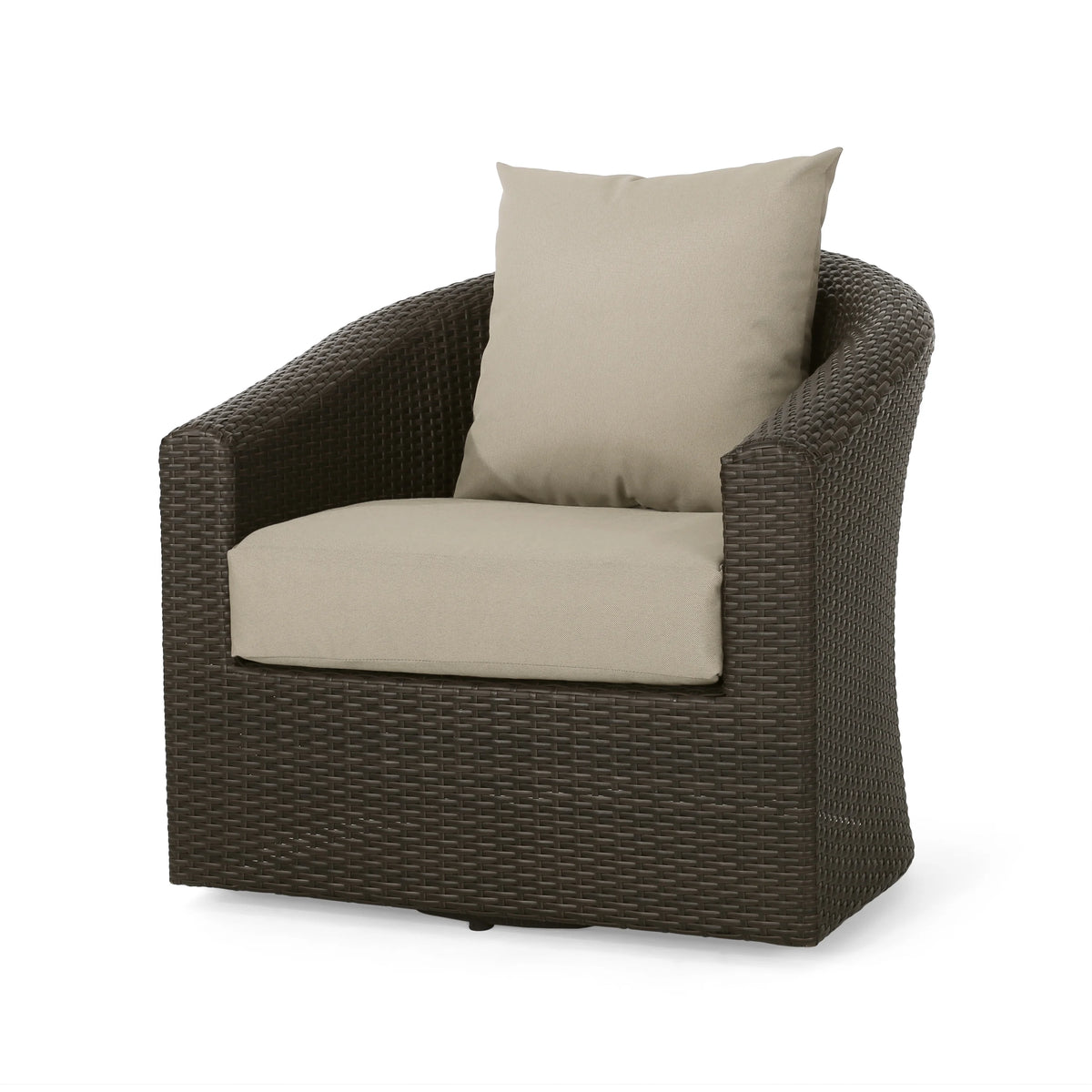 Mixed Brown and Mixed Khaki Wicker Swivel Club Chair J6642