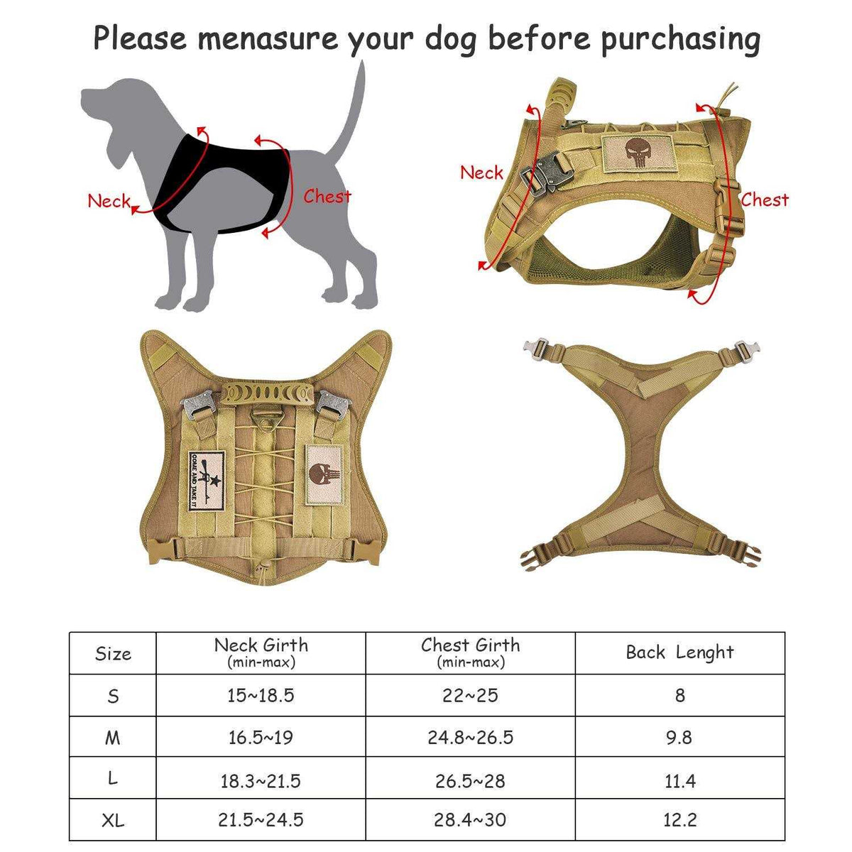 Tactical Service Dog Vest Harness with Rubber Handle & Metal D15169