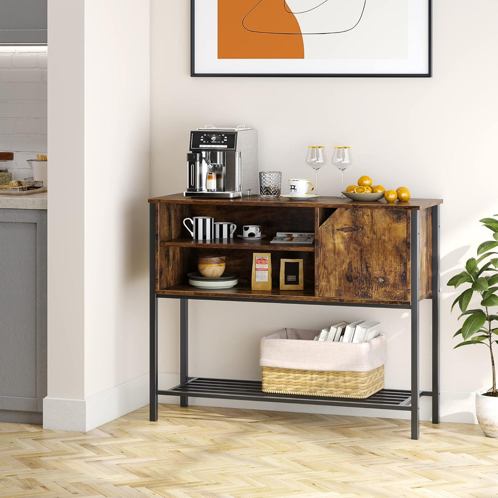 Black Kitchen Sideboard with Storage Buffet Cabinet Coffee Bar Console Table X9358