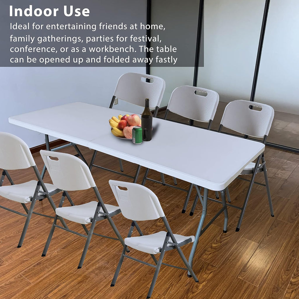 4 ft Folding Plastic Table White C28070
