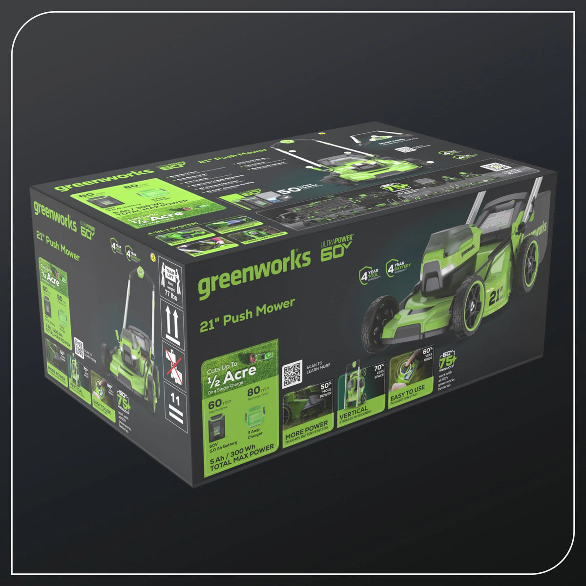 60V 21 Push Lawn Mower with Battery & Charger Q658