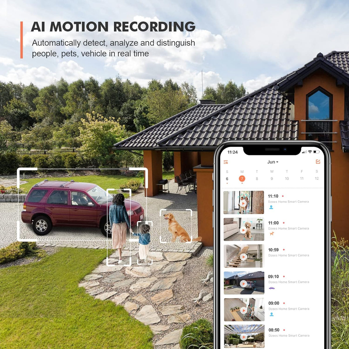 Wireless Security Camera Outdoor WiFi Battery Powered 360° PTZ Color Night Vision IP66 U392942