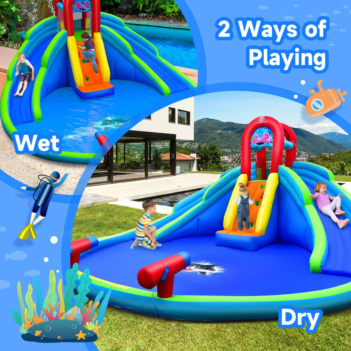 Inflatable Waterslide Bounce House with Handrail N4606