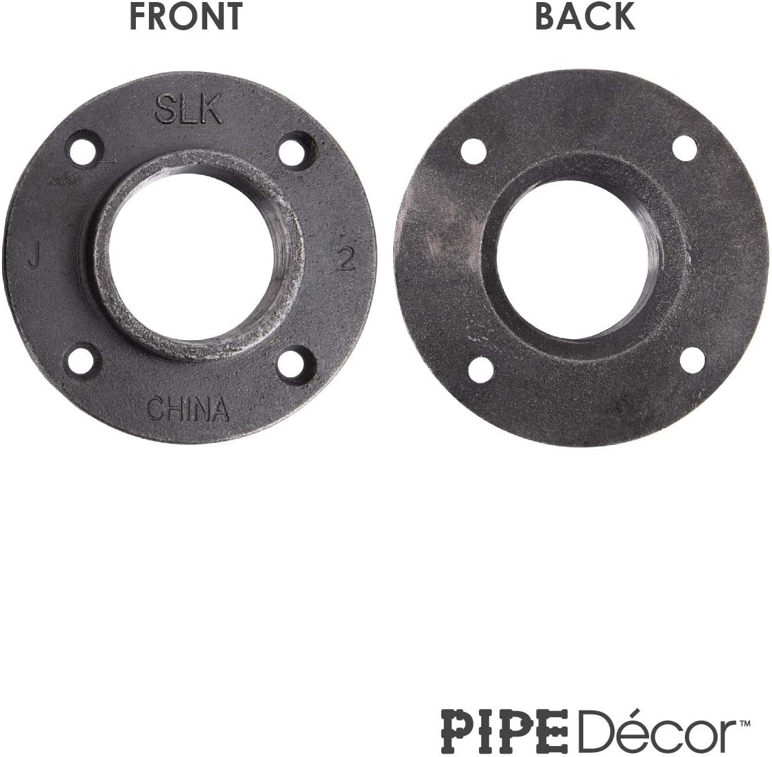 2 Inch Malleable Cast Iron Floor Flange 4 Pack, Steel Grey L83405