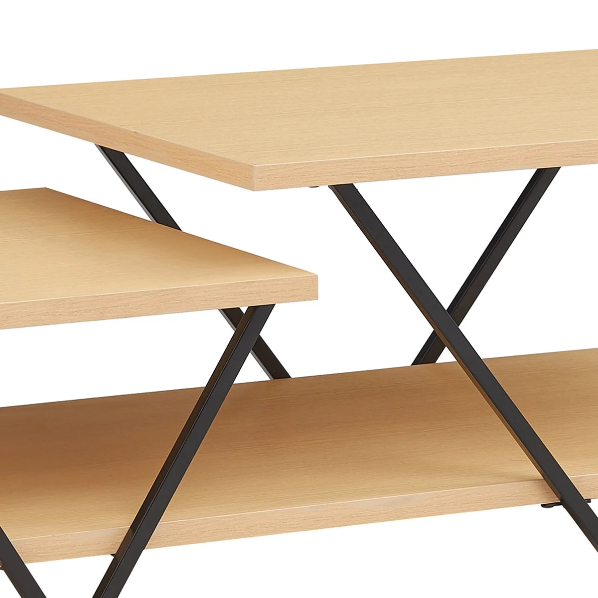 48 Inch 2 Tier Coffee Table with Bottom Shelf V886240