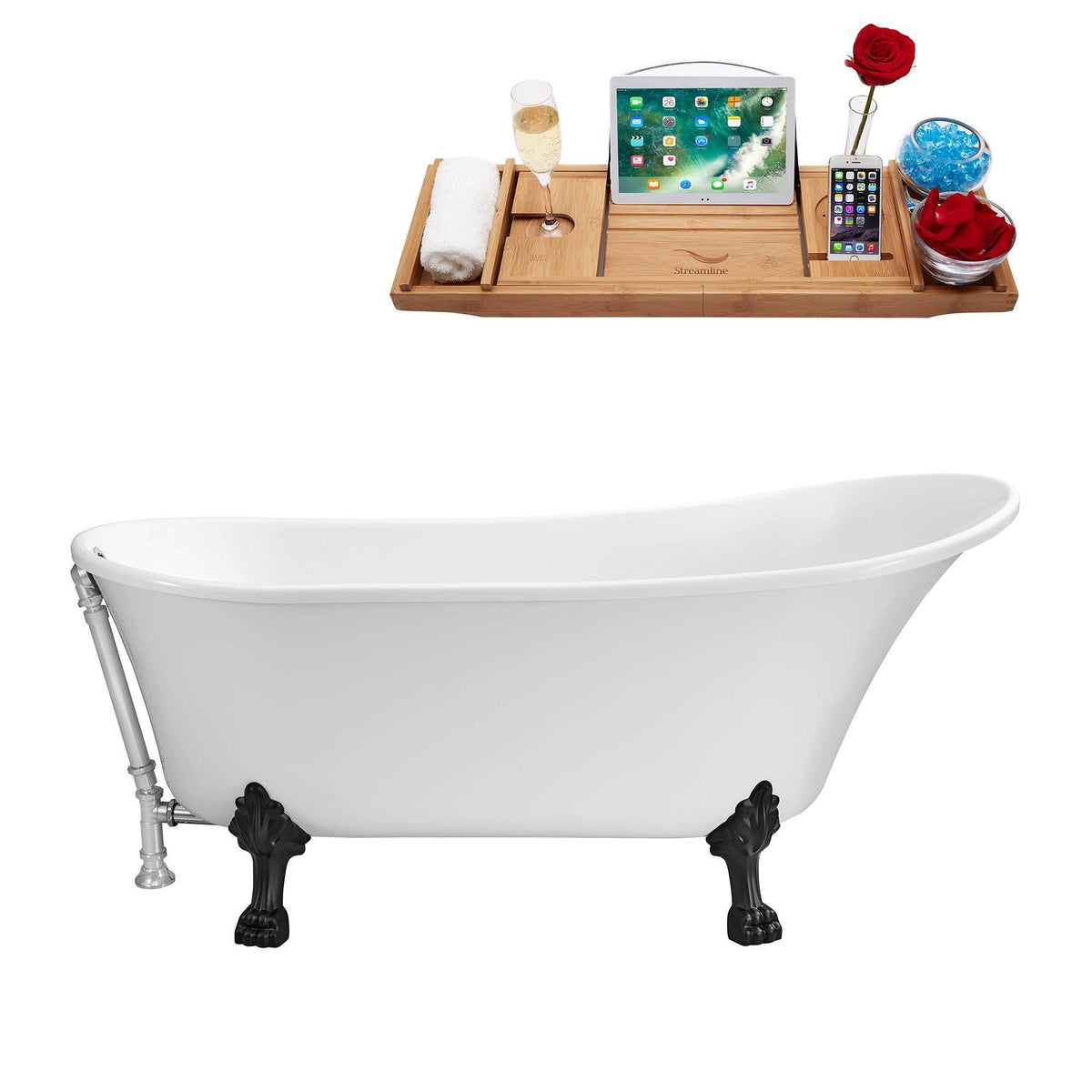 White Soaking Clawfoot Tub with External Drain H651