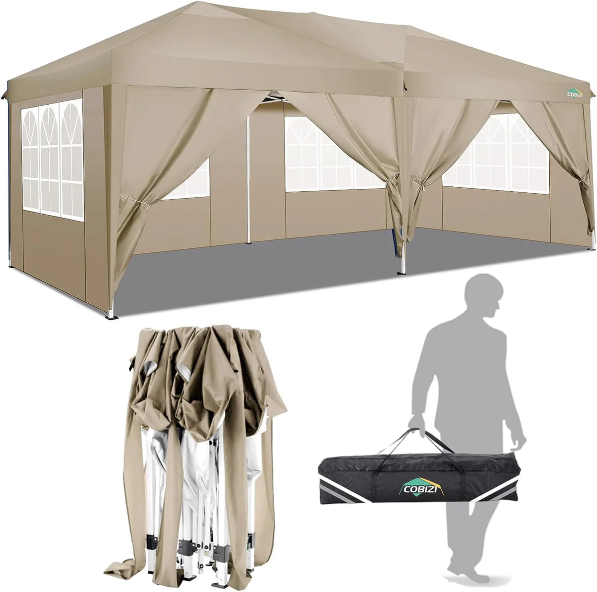 10x20 Pop up Canopy Tent with 6 Removable Sidewalls L6330
