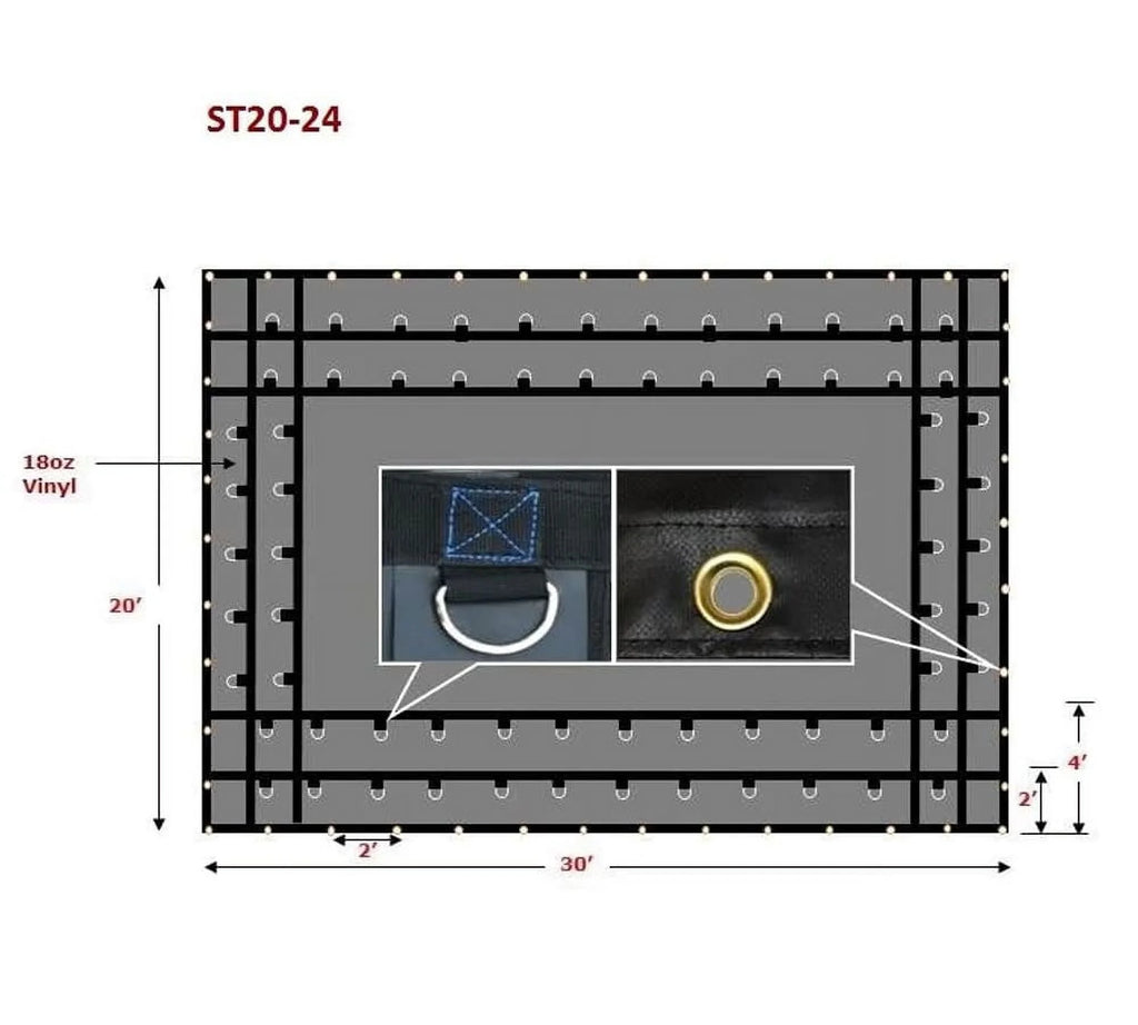 2 Pack 20' x 24' Heavy Duty Flatbed Truck Tarps K555