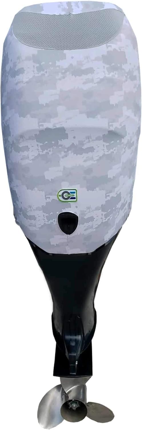 Grey Digital Camo Outboard Motor Cover K8279