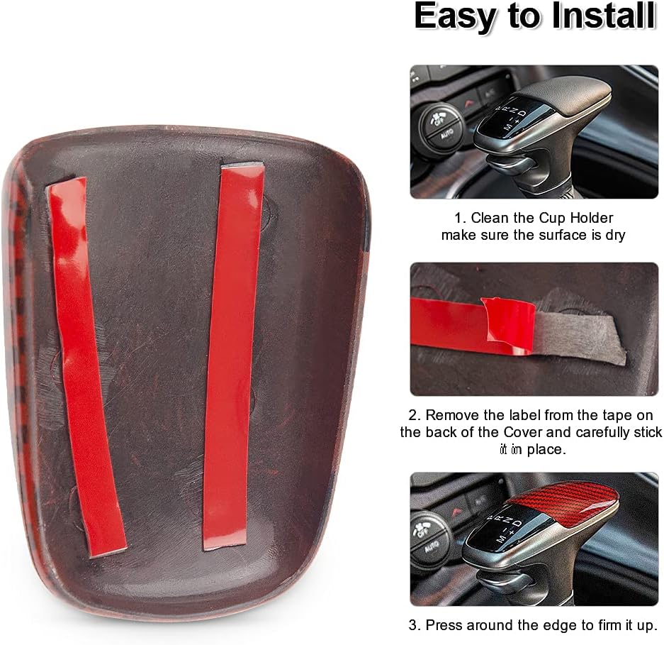 Red Carbon Fiber Gear Shift Knob Cover Trim D90644