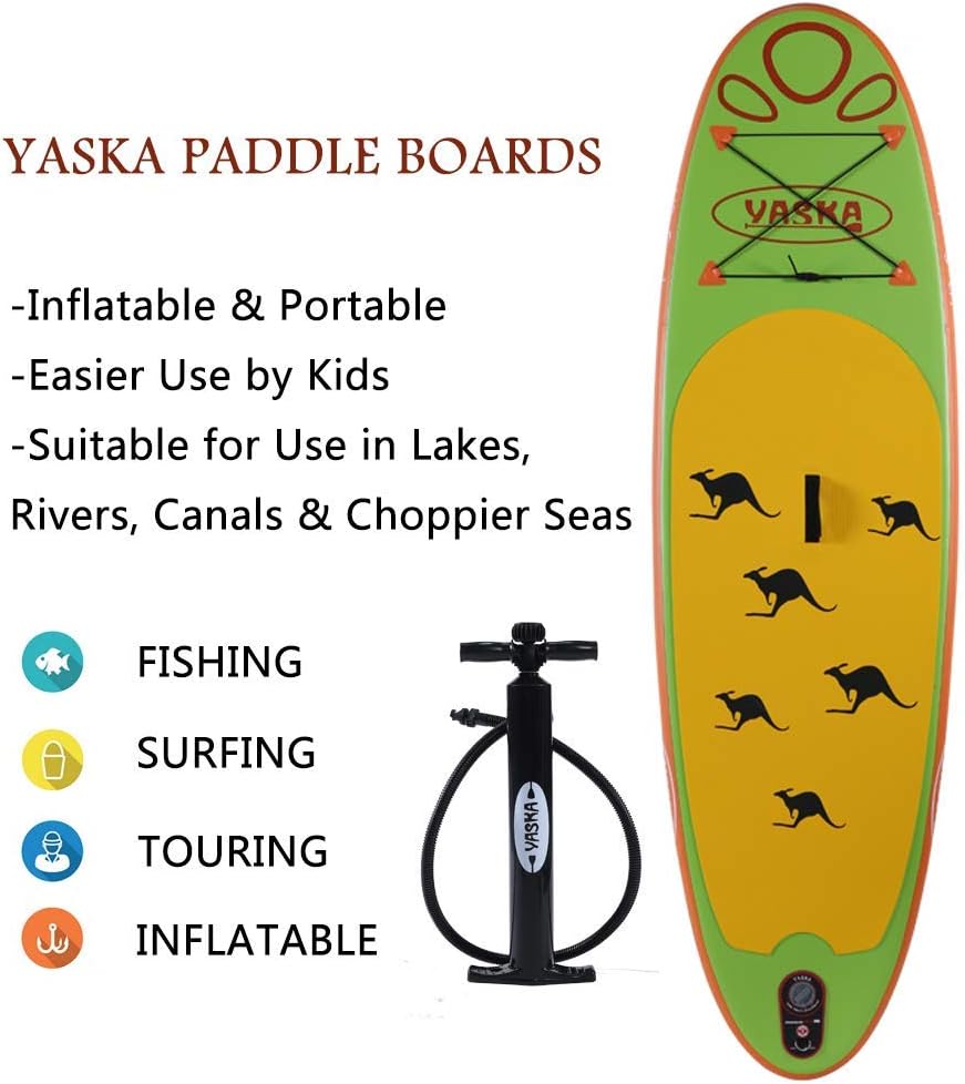 Kids Inflatable Stand Up Paddle Board with Hand Pump, Adjustable Aluminum Floating Paddle, Repair Kit, Rucksack and Bottom Fin I885090