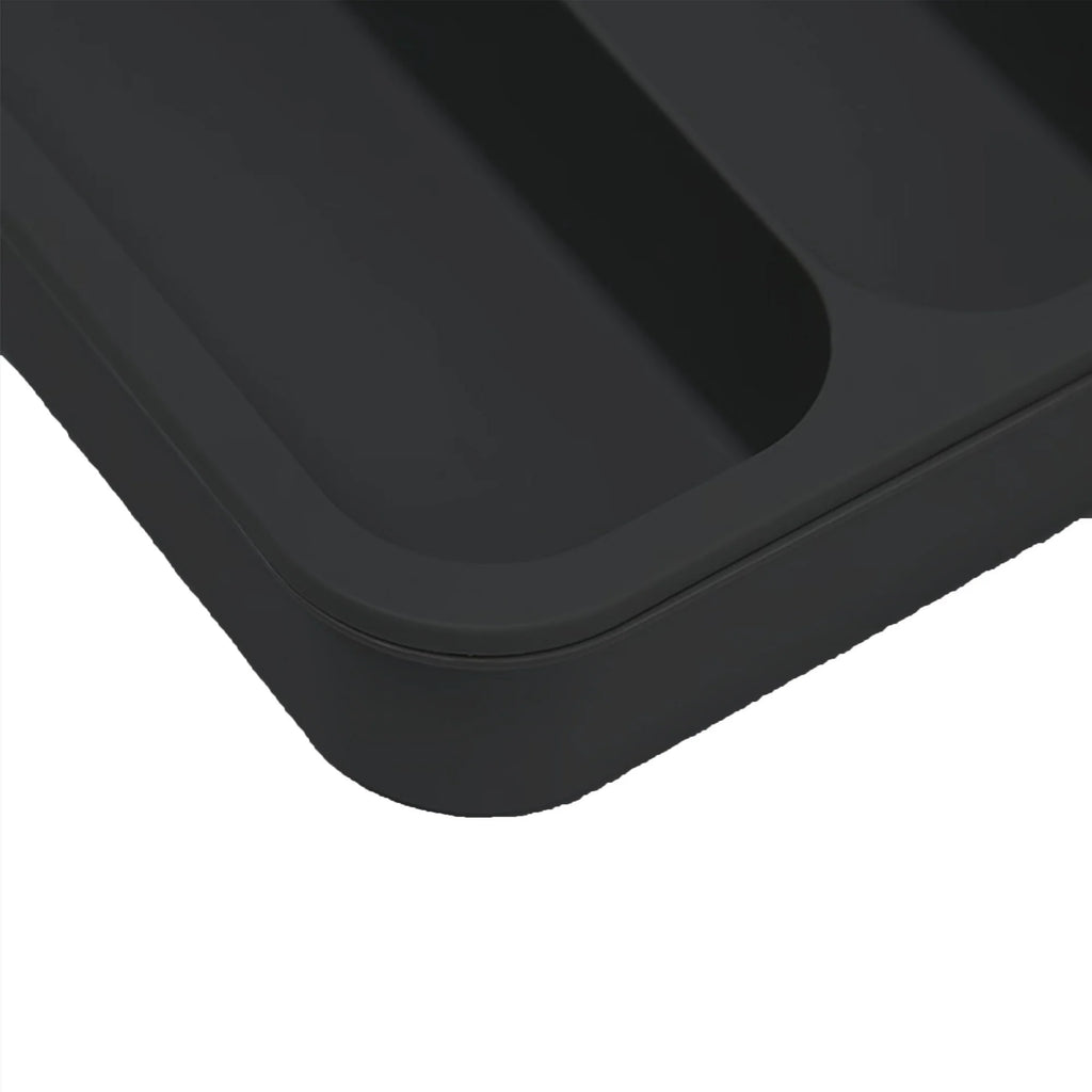 Black Expandable Plastic Silverware Drawer Organizer O769605