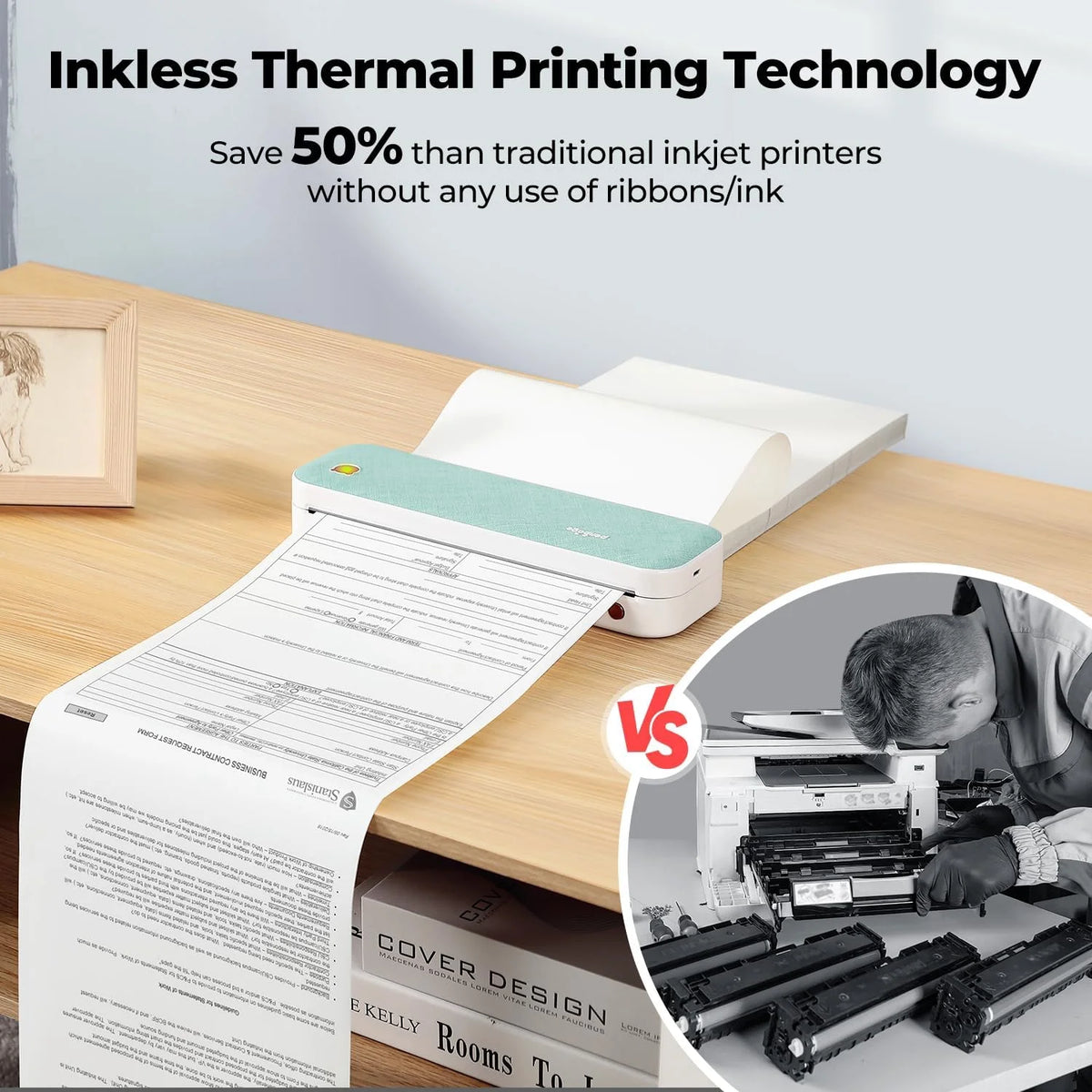 Green Wireless Thermal Inkless Printer J71339