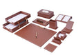 14 PCS Brown Bonded Leather Desk Organizer Set N17711