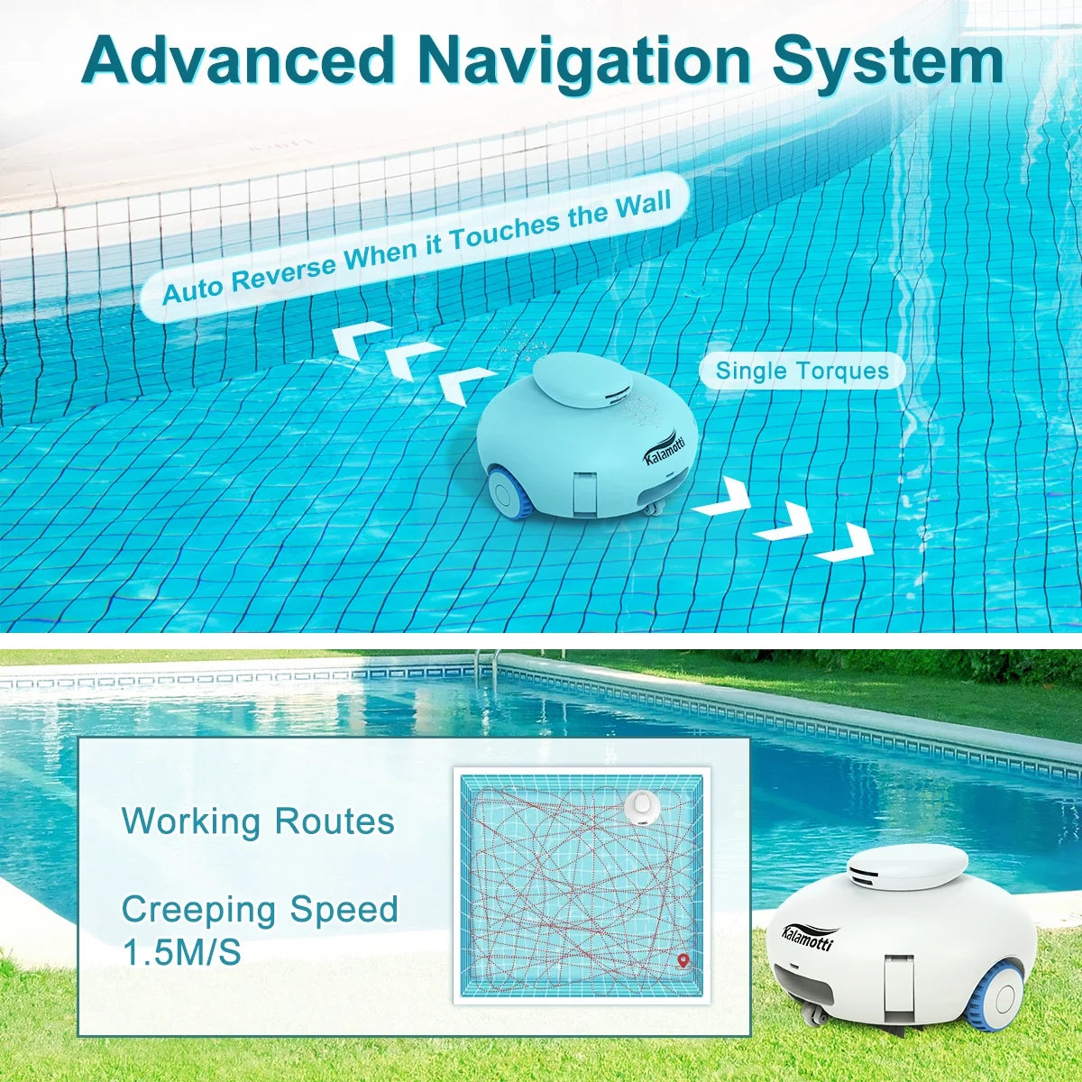 Cordless Robotic Pool Vacuum Cleaner 7500mAh Rechargeable IPX8 Waterproof P386