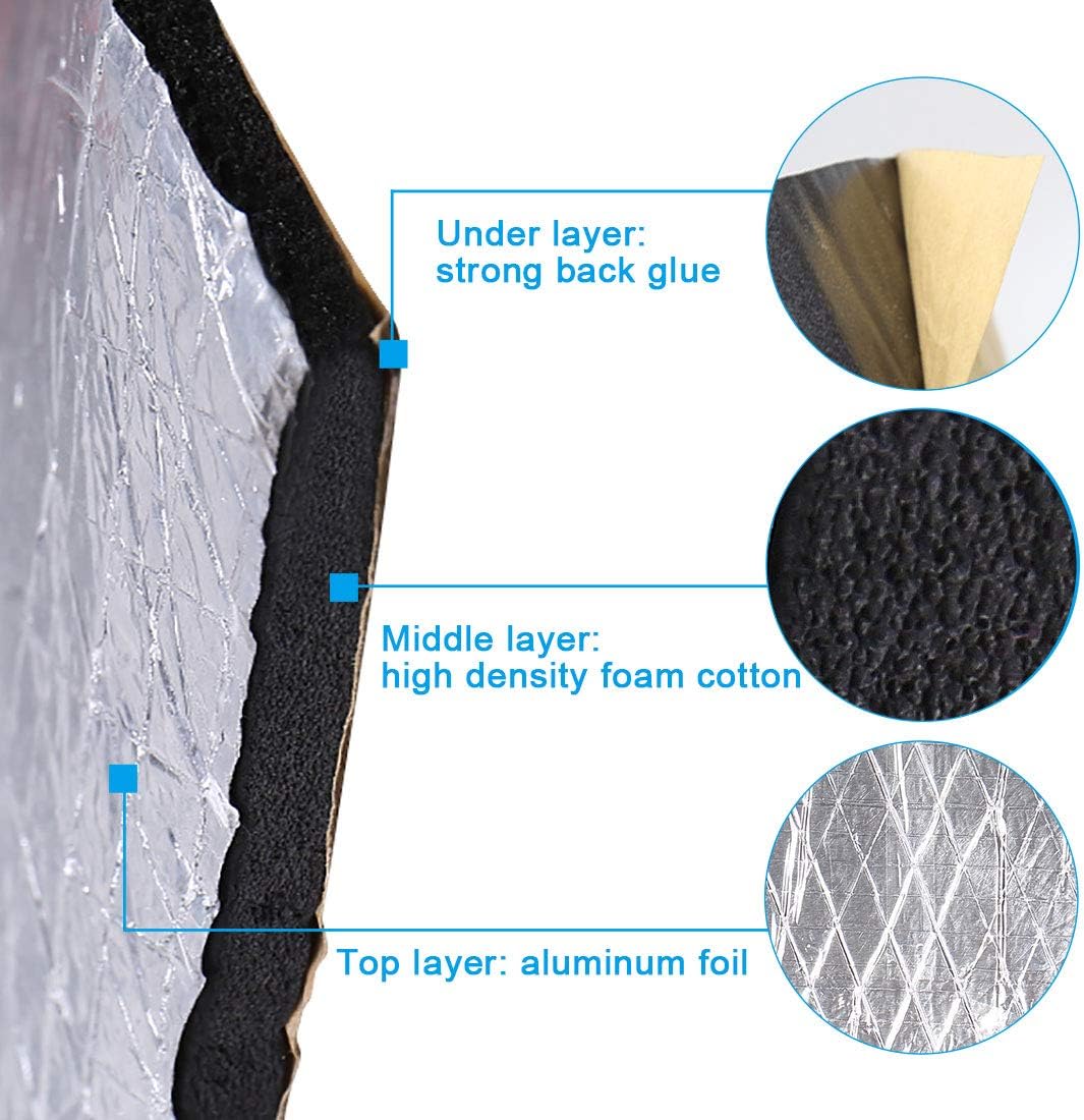 Car Noise Sound Deadener Insulation Mat Waterproof 60 x 40 Inches Y84618