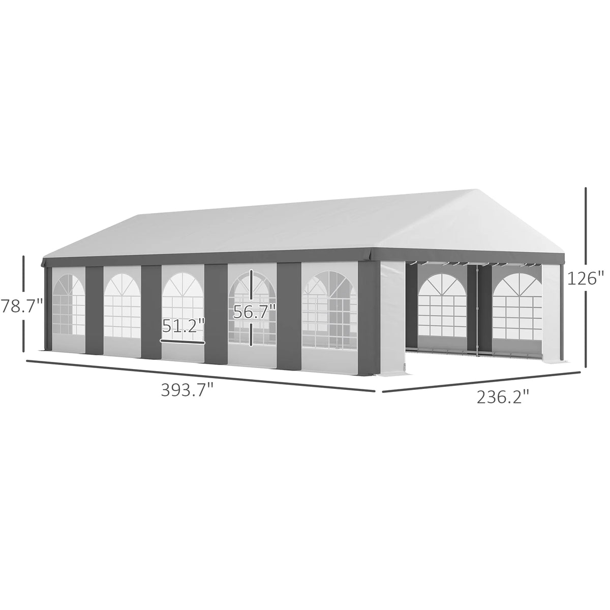 20' x 33' Heavy-duty Large Tent with Sidewalls, Gray E976354
