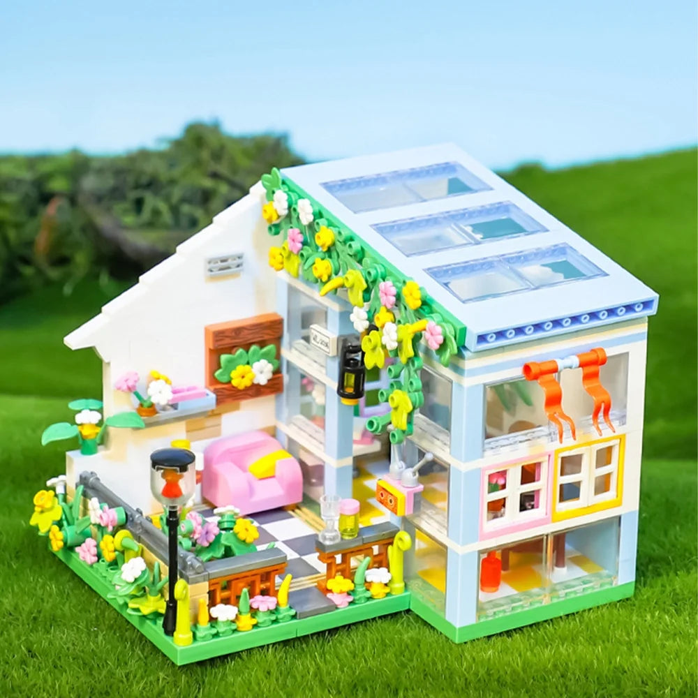 DIY Miniature Dollhouse Kit with Furniture and Flowers, 1:24 Scale E5439