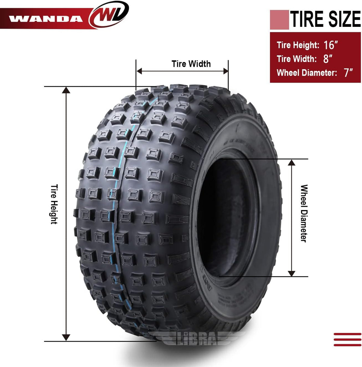 Set of 4 16x8-7 4PR ATV Tires K313